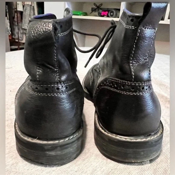 FLORSHEIM Sz 12 Gaffney Black Leather Wingtip Lace Up Ankle  display picture 2